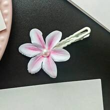 1個仿珍珠蘭花髮夾，花卉氛圍髮飾，適用於瀏海/側面，適合日常穿搭與度假，髮梳髮夾 - 彩色 - 查看 5