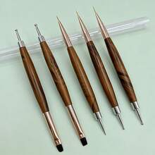 Premium Wooden Handle Nail Art Brush Set, Comfortable Grip, Salon-Grade Experience - Redwood - View 3