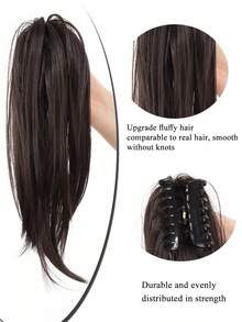 Synthetic Clip-In Hair Extensions, Straight Hair Extensions, Curly End Short Ponytail Hair Extensions, Suitable For Women's Daily And Holiday Use - Multicolor - View 5