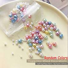 50 piezas Encantos de uñas de estrella de perla 3D Kawaii Y2K, lindos diamantes de imitación de estrella de colores mixtos para manicura DIY, decoraciones de arte de uñas brillantes para uñas, manualidades de resina, fundas de teléfono & fabricación de joyas, suministros de uñas dulces y geniales para mujeres y niñas - Multicolor - Ver 8