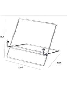 1 pieza Soporte de metal para teléfono y tableta, compatible con iPad y computadora, soporte de escritorio de doble uso, soporte de lectura reclinado para mesita de noche, soporte de lectura para escritorio de estudiante - Plateado - Ver 13
