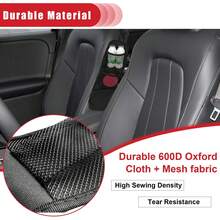 EIGIIS 1pc Oxford Cloth Grid Car Seat Back Storage Hanging Bag With Zipper And Elastic Straps, Suitable For Car, SUV And Truck Accessories - one-size - View 6