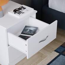 Home Discount Vida Designs Riano 2 Drawer Bedside Chest Cabinet Table Nightstand Bedroom Furniture Silver Handles Display Storage Unit - White - White - View 7