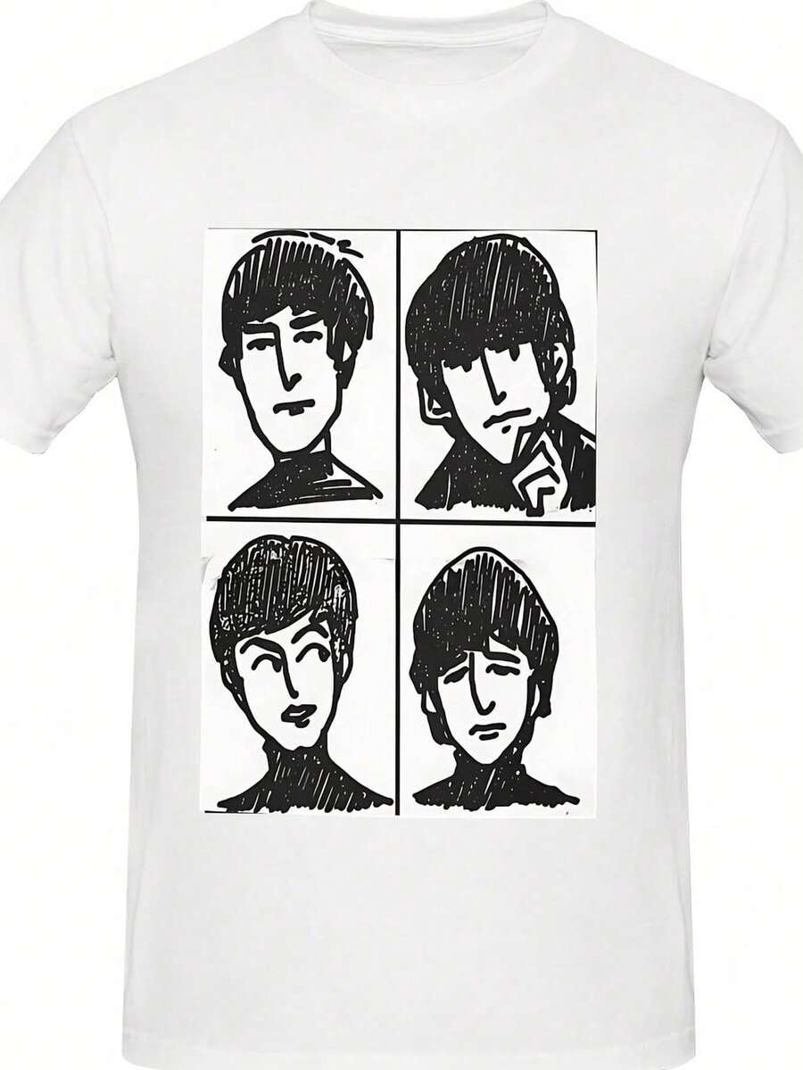 Camiseta lavada de The Beatle Hip Hop, camiseta informal, ropa de calle Haruku, tops con estampado gráfico220 g Camiseta de algodón puro de 220 g para primavera-verano.Siente la temporada en - Negro - Ver 1