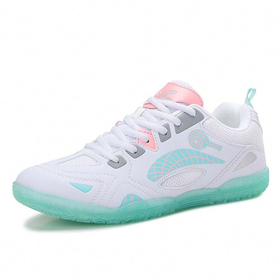 2026 New Men's Badminton Shoes, Breathable, Non-Slip Training Shoes, Shock-Absorbing, Ultra-Light Sports Shoes Students, Jinjiang - TT580 White Pink Green - View 1