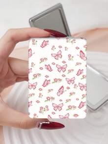 1PC Cartoon Graffiti Series Portable Vanity Mirror, Foldable Lightweight Ultra-Thin Convenient Hand Mirror, Durable PU Leather, Suitable For Multiple Scenes And All People, Rectangular Small Mirror, Pocket Mirror, Ocean Tropical Print Butterfly Pattern Design, Exquisite And Delicate, Foldable Structure, Durable And Reliable, Shockproof, Easy To Carry, Handheld Makeup Mirror, 180° Flip Cover, Multifunctional Mini Mirror - Multicolor - View 15