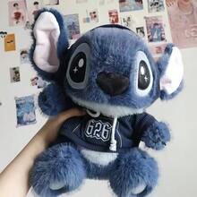 MINISO Disney Lilo And Stitch 絨毛玩偶，連帽款可愛掌心系列，毛茸茸觸感搭配刺繡細節，柔軟捏捏玩具，適合所有年齡層女孩的史迪奇絨毛禮物 - 藏蓝色 - 查看 1