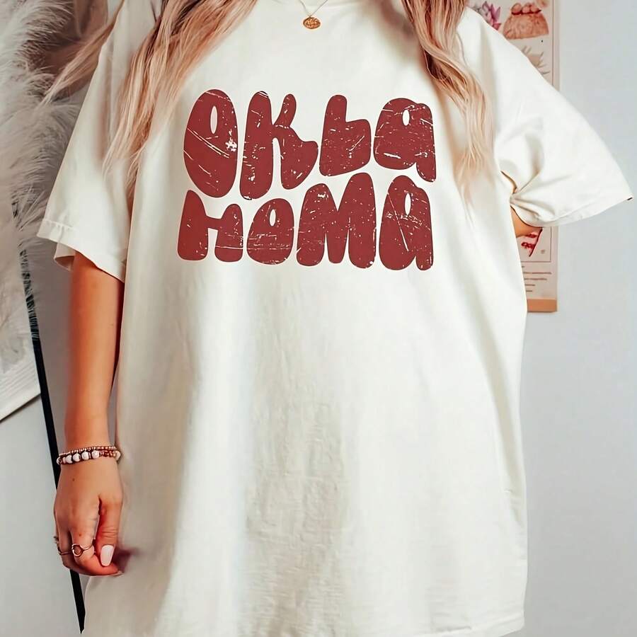 C Omforolors R Oklahoma Shirt Heavyweight T-Shirt - Made Of Thick And Breathable Pure Cotton, Durable And Comfortable. It Has A Natural Leisure Ste, Which Is Veruitab - 白色 - 查看 1
