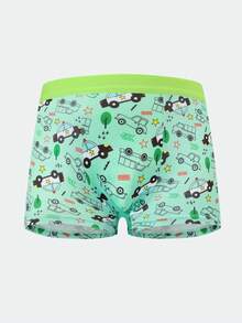 4pcs/Pack Boys' Cartoon Vehicle Printed Comfortable Soft Boxer Briefs - Multicolor - View 4