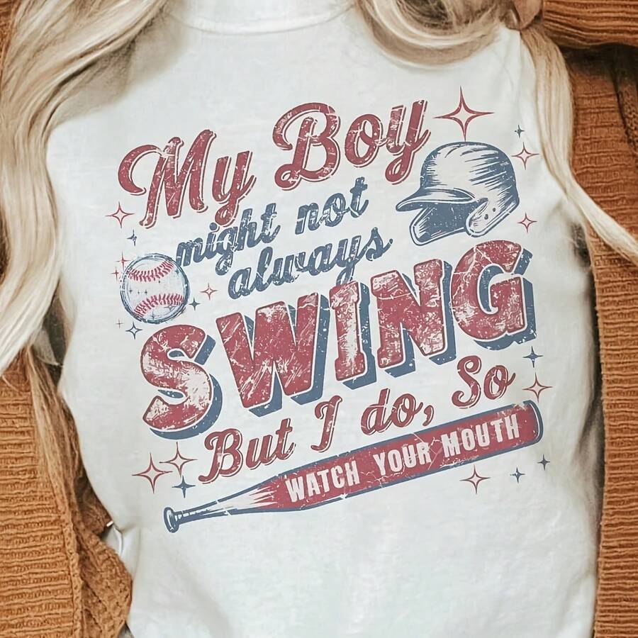 Baseball Mom T-Shirt R Game Day Tee, Uni Fit - Blanco - Ver 1