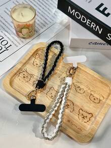 1pc Two-Tone Sparkling Rhinestone Braided Wrist Phone Lanyard/Personalized Bag Charm Pendant/Phone Case Charm - Multicolor - View 14