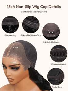 13x4 HD Lace Front Glueless Straight Wig 40 Inch 200 Density Natural Color Pre Plucked Hairline Baby Hair No Shedding Tangling Breathable Easy Install Daily Wear - Natural Black - 查看 4