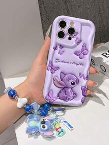 Disney Has Authorized, Phone Case - Chain Set, The Stitch Lilo & Stitch 3D Phone Case Plus A Silicone 3D Stitch Bracelet With Metallic Ring Removable Bracelet, Stitch And Angel Pattern, Compatible With Iphone17/16/15/14/13/12/11/XS/XR/X Plus Pro Max, A Stylish Cartoon Phone Case, The Perfect Gift Choice, Phone Protection, Durable Phone Cover, Great Gift For Friends And Family. - trắng - Xem 6