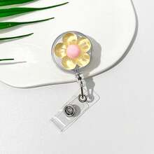 1pc/6pcs Cute Crystal Flower Design, Resin Plastic Material, Retractable Rotating Clip, Badge Reel With Rotating Clip, Suitable For Work ID, Student ID, Ideal For Students, Teachers, Doctors, School Supplies, Back To School Season And More. - Multicolor - View 8