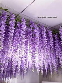 30 pièces/20 pièces/1 pièce Glycine artificielle violette premium, brins de vigne de glycine artificielle violette dense en fibre, vigne de glycine artificielle, fleurs artificielles d'extérieur, décoration de fête, décoration de vigne fleurie, décoration intérieure, décoration extérieure, décoration de jardin de cour, convient pour la décoration de mariage, hôtel, fête, fête de jardin, cour, convient pour diverses décorations intérieures et extérieures, toutes saisons, durable et belle - Prune - Voir 7