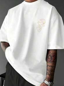 Camiseta de hombre de algodón, estilo Y2K, personalizada y a la moda, cómoda y holgada, de manga corta, estilo-hop urbano, ropa casual americana para el día a día, transpirable, equ - Negro - Ver 7