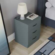 Home Discount Vida Designs Riano 3 Drawer Bedside Chest Cabinet Table Nightstand Bedroom Furniture Silver Handles Display Storage Unit - Green - Green - View 6