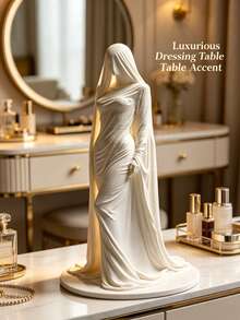 1pc - 3D Mysterious Mask Sculpture - Made From PLA Material 3D Printed. This Sculpture Is Perfect For Placing On Desks, Wine Cabinets, Dining Tables And Entryways, Making It An Ideal Home Decor Choice. Halloween Decoration, Eerie Bride Ornament - Mysterious Masked Lady Figurine - View 6