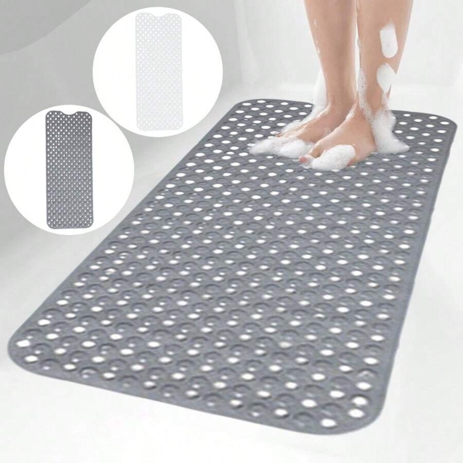 Extra Large Bath Mat Non Slip Bathtub Anti Mold Strong Suction Rubber Shower Mat - Blanco - Ver 1