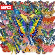 50 hojas de pegatinas transparentes de PET con patrón de mariposa vívido, duraderas e impermeables, calcomanías decorativas para arte y scrapbooking - 50 unidades - Ver 2