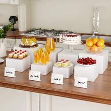 1/6pcs Acrylic Buffet Display Stand, Food Display Rack, Suitable For Buffet Table, Hollow Bottom Dessert Cube Box, White Cube Desktop Storage Rack Storage Box, Suitable For Dessert And Cake Display At Parties, Weddings And Other Festivals - Multicolor - View 8