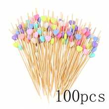 200 piezas/100 piezas/50 piezas/20 piezas/5 piezas Pinchos de bambú, aptos para barbacoas al aire libre, picnics, postres, hamburguesas, cócteles, fiestas, etc., cocina, regalo navideño, artículos escolares - Multicolor - Ver 19