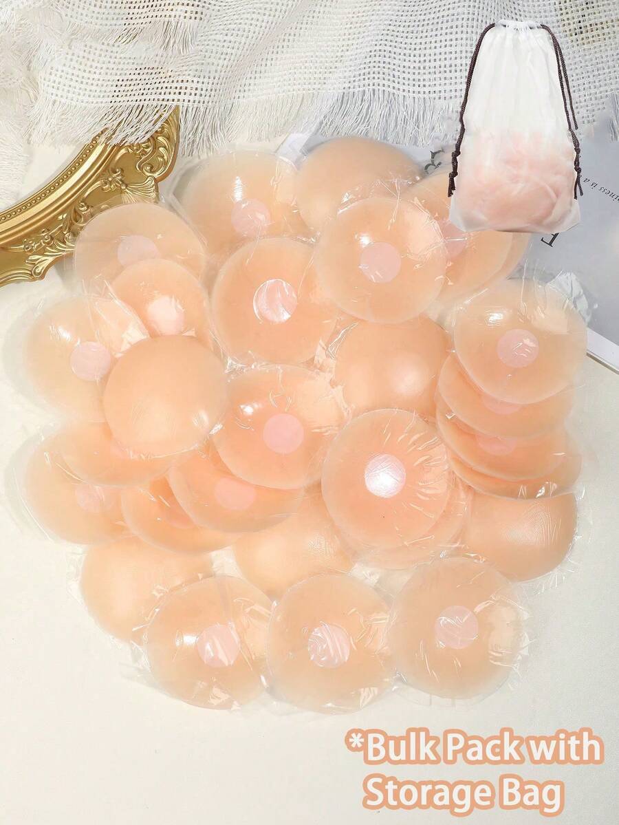大容量裝女性矽膠迷你乳貼 2/10/50入 個別包裝 隱形透氣 防尷尬 遮蓋貼片 可重複使用 親膚舒適 防滑 胸貼 適合日常通勤、約會、婚禮、派對、海邊度假,完美搭配細肩帶背心、露背洋裝、平口上衣及泳裝 舒適貼身胸部配件/多色可選 - 彩色 - 查看 1