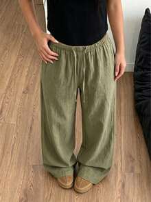少女休闲宽松沙滩裤，街头风长裤，年轻学生服装，适合夏季日常穿着 - 彩色 - 查看 2