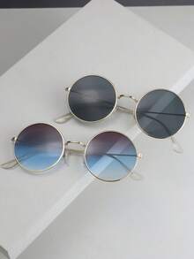 1 Peça/2pcs Óculos Redondos da Moda Adequados para Uso Diário, Viagens e Passeios - Multicolorido - Visão 8