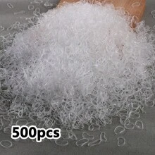 500入女孩迷你一次性髮圈，柔軟彈性髮帶，馬尾髮飾，日常使用 - 無色 - 查看 7