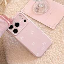 公主風珍珠蝴蝶結手機殼，適用於 iPhone 17 Pro、17 Pro Max，16 Pro Max 全包覆，15 軟殼，並相容於 14/13/12/11 - 粉色 - 查看 4