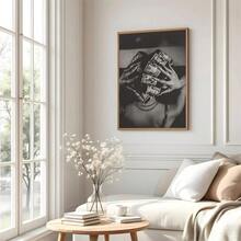1pc Woman With Money On Head Print, Luxury Fashion Black And White Wall Art, Suitable For Room Living Room Office Bathroom Kitchen Corridor Western Fashion Home Decor, Room Accessories It Is The Perfect Gift For Him/Her Friend Gift, - A - View 5