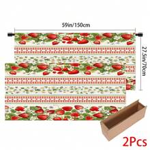 1pc, Home Decor, Strawberry Pattern Printed Table Skirt, Kitchen Small Curtain, Kitchen Cabinet Cover, With Curtain Holes, Easy To Hang, Rectangular, Machine Woven, Machine Washable, Kitchen Decoration And Accessories, Perfect For Kitchen Cabinets And Home Decor - Multicolor - View 15