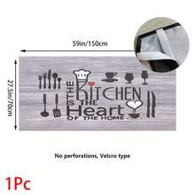 1 pieza, Decoración del hogar, Falda de mesa con estampado de tema de cocina, Cortina pequeña de cocina, Cubierta de gabinete de cocina, Con agujeros para cortina, Fácil de colgar, Rectangular, Tejido a máquina, Lavable a máquina, Decoración y accesorios de cocina, Perfecto para gabinetes de cocina y decoración del hogar - Multicolor - Ver 13