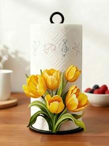 Rak Handuk Dapur Akrilik 2D Berbentuk Tulip - 1 buah Tempat Handuk Dapur Desain Tulip Cantik, Dispenser Kertas Tisu Meja Elegan untuk Penyimpanan. Handuk atau Pengatur Kain Tidak Termasuk. Hadiah Menarik. - MultiWarna - View 6
