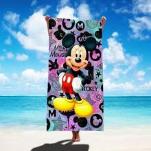 Disney 迪士尼米奇米妮海灘毛巾，超吸水快乾超細纖維毛巾，大尺寸輕量柔軟防沙海灘毯，可愛卡通印花浴巾，適用於游泳、游泳池、露營、旅行、瑜珈、健身及日常使用，四季皆適用 - 彩色 - 查看 7