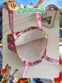 1 túi tote vải canvas in hình Zootopia bản quyền chính thức Disney, túi đeo vai nữ dung tích lớn, túi mua sắm tái sử dụng nhẹ, phù hợp cho học sinh, thanh thiếu niên, fan hoạt hình, lý tưởng cho đi làm hàng ngày, đi chợ, đưa đón con đi học, đi biển, tụ họp lễ tết, tựu trường - Nhiều màu - Xem 6