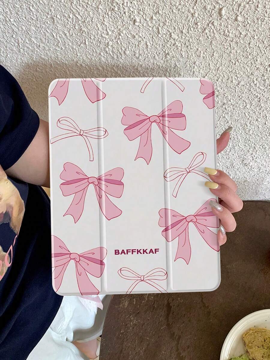 Funda protectora rosa adecuada para iPad de 7.a, 8.a y 10.a generación de 10.2 pulgadas, con soporte, ranura para lápiz, carcasa transparente anti-caídas y soporte plegable en forma de Y - Multicolor - Ver 1