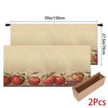 1pc, Home Decor, Red Apple Theme Pattern Printed Table Skirt, Kitchen Small Curtain, Kitchen Cabinet Cover, With Curtain Holes, Easy To Hang, Rectangular, Machine Woven, Machine Washable, Kitchen Decoration And Accessories, Perfect For Kitchen Cabinets And Home Decor - Multicolor - View 13