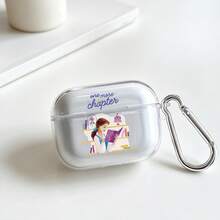 Disney Beauty And The Beast Belle "One More Chapter" AirPods Case Cute Transparent Shockproof Shell With Keychain Compatible With AirPods 1/2/3/4 And Pro/Pro 2 Nd Generation Suitable For New AirPods Pro 3 Stocking Stuffers The Girlfriend. - Transparent - View 1
