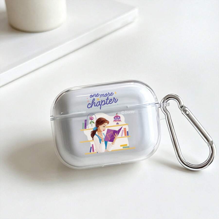 Disney Beauty And The Beast Belle "One More Chapter" AirPods Case Cute Transparent Shockproof Shell With Keychain Compatible With AirPods 1/2/3/4 And Pro/Pro 2 Nd Generation Suitable For New AirPods Pro 3 Stocking Stuffers The Girlfriend. - Transparent - View 1