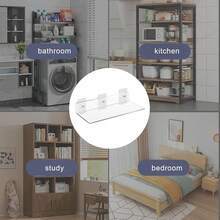 Transparent Acrylic Wall Shelf, Adhesive Floating Shelf, Transparent Wall-Mounted Floating Shelf, Display Rack Suitable For Bathroom, Living Room, Bedroom, Kitchen - Multicolor - View 5