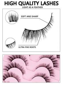6 Pairs Fluffy Curly Foxy Eyes Lashes, Fox Eye Eyelashes Natural Full False Eyelashes Cosplay Travel Essentials Makeup Tools Strip Lashes, Lashes, Eyelashes, Fake Lashes Dramatic Volume Strip False Eyelashes - View 3