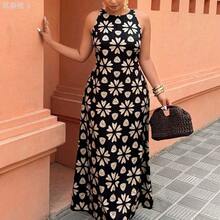 yonghongmaoyi1 Weeklong Vestido de sirena elegante sin mangas con estampado floral para mujer, vestido grácil para uso diario y vacaciones, adecuado para salir y citas - Multicolor - Ver 5
