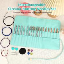 Circular Knitting Needle Set, Gold-Plated Interchangeable Knitting Needles + Extension Cables And Accessories, With Storage Bag, For DIY Knitting Crafts, Suitable For DIY Sewing Knitting Scarves, Hats And Other DIY Projects - Crochet Set - View 6