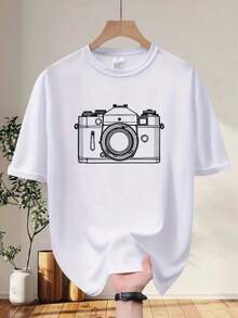Nueva Camiseta de Manga Corta para Hombre, Estampado Moderno y Casual, Cómoda y Versátil, Ideal para Deportes y Exteriores, Ligera y Transpirable, Perfecta para el Verano - Blanco - Ver 1