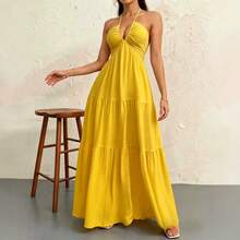 Elegant Dresses Women, Halter Neck Dresses, Strapless Vacation Dresses - Red - View 5