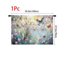 1 pieza, Decoración del hogar, Falda de mesa con estampado de mariposa, Cortina pequeña de cocina, Cubierta de gabinete de cocina, Con agujeros para cortina, Fácil de colgar, Rectangular, Tejido a máquina, Lavable a máquina, Decoración y accesorios de cocina, Perfecto para gabinetes de cocina y decoración del hogar - Multicolor - Ver 17