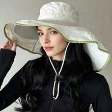 1pc New Style Outdoor Sun Protection Hat For Women, Summer UV Protection Neck Cover Shawl Hiking Bucket Hat, Wide Brim Sun Hat - Multicolor - View 6