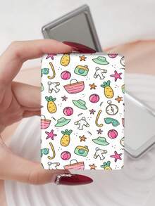 1PC Cartoon Graffiti Series Portable Vanity Mirror, Foldable Lightweight Ultra-Thin Convenient Hand Mirror, Durable PU Leather, Suitable For Multiple Scenes And All People, Rectangular Small Mirror, Pocket Mirror, Ocean Tropical Print Butterfly Pattern Design, Exquisite And Delicate, Foldable Structure, Durable And Reliable, Shockproof, Easy To Carry, Handheld Makeup Mirror, 180° Flip Cover, Multifunctional Mini Mirror - Multicolor - View 12